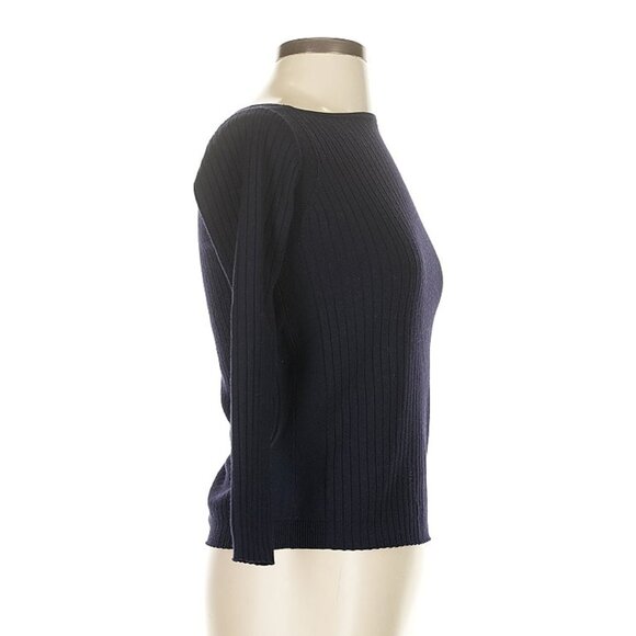 Everlane Luxe Wool Ribbed Boatneck, Navy (XS) - Picture 2 of 8